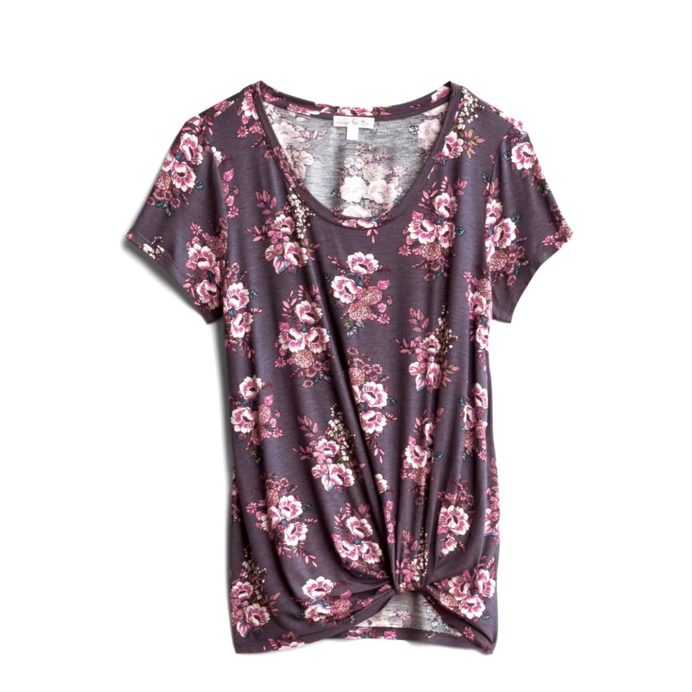 Nine Britton Large Petite Purple Front Knot Tee